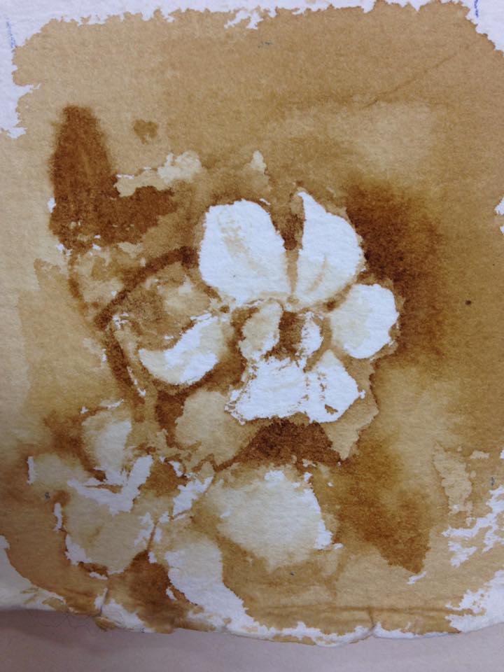 コーヒーで描くしおり作り